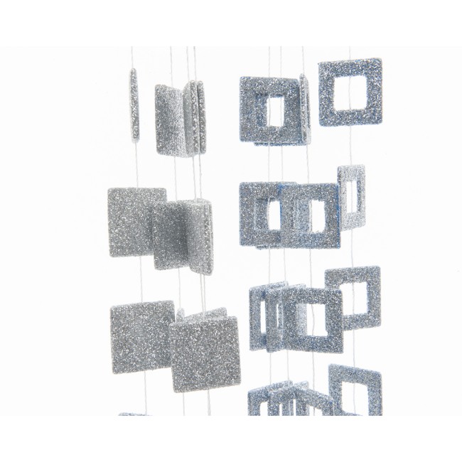 Filo Decorativo Natalizio Decori Quadrati 270 cm Argento
