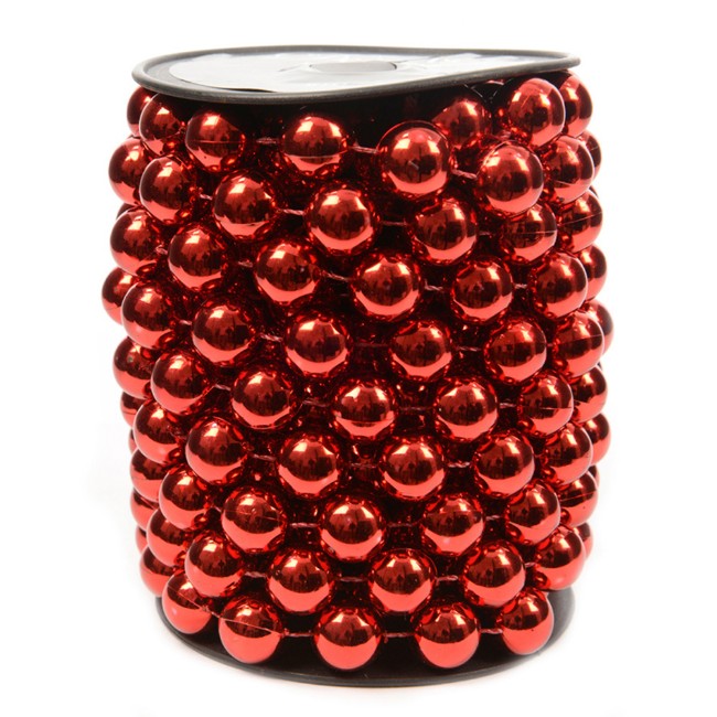 Filo Decorativo Natalizio 500 cm Perle Rosse
