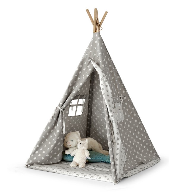 Tenda Teepee Moovie Bianco/Grigio Cuoricini