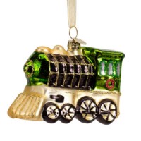 Addobbo Natalizio Treno Vetro Glitter