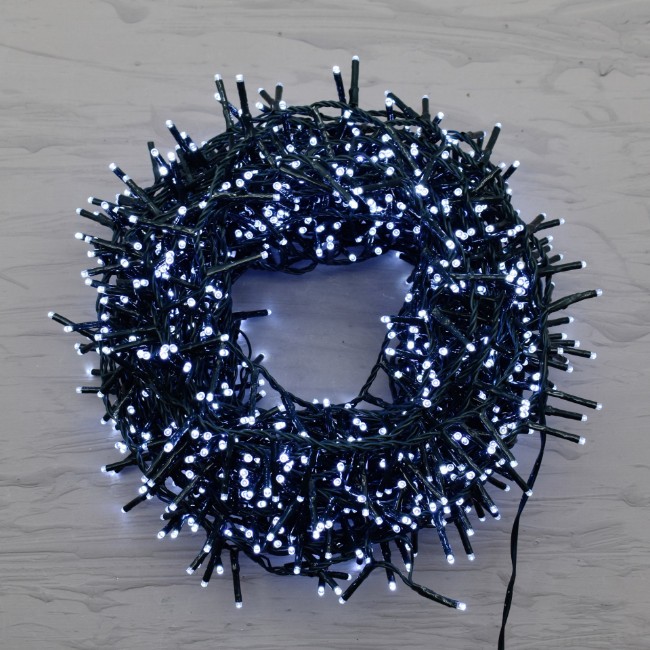 Catena luminosa 1200 Microled Bianco Freddo con Giochi Luce e Funzione Memoria, IP44, uso interno/esterno