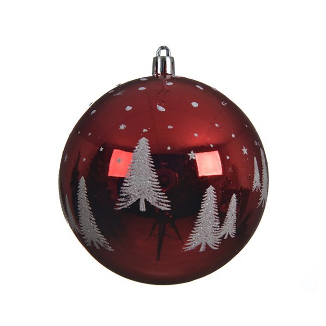 Pallina Natalizia 100mm Rossa con Decorazione Glitter