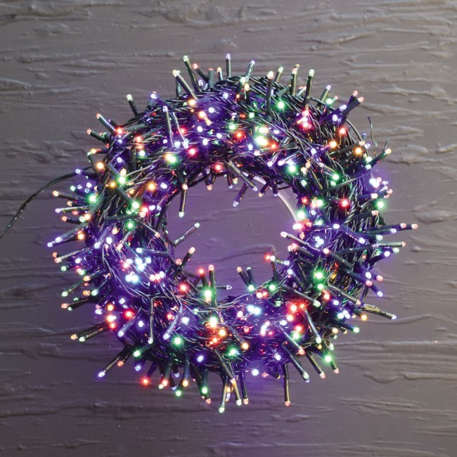 Catena luminosa 1200 Microled multicolore con Giochi Luce e Funzione Memoria, IP44, uso interno/esterno