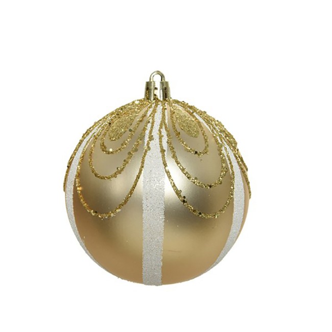 Pallina Natalizia 80mm Infrangibile Oro con Decorazione