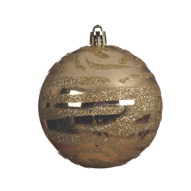 Pallina Natalizia 80mm Infrangibile Oro con Decorazione
