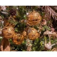 Pallina Natalizia 80mm Infrangibile Oro con Decorazione