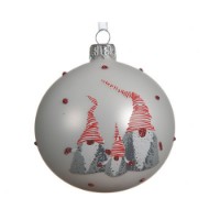 Pallina Natalizia 80mm in Vetro con Decorazione Gnomi