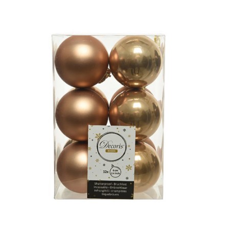 12 Palline Natalizie 60mm Infrangibili Oro
