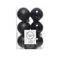 12 Palline Natalizie 60mm Infrangibili Nere
