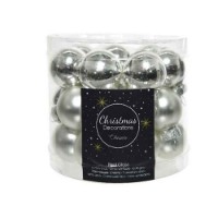 24 Palline Natalizie 25mm in Vetro Argento