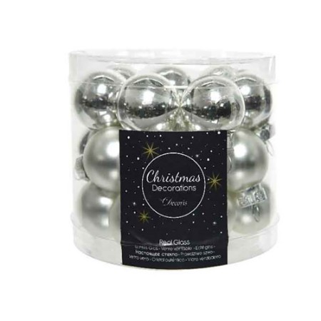 24 Palline Natalizie 25mm in Vetro Argento
