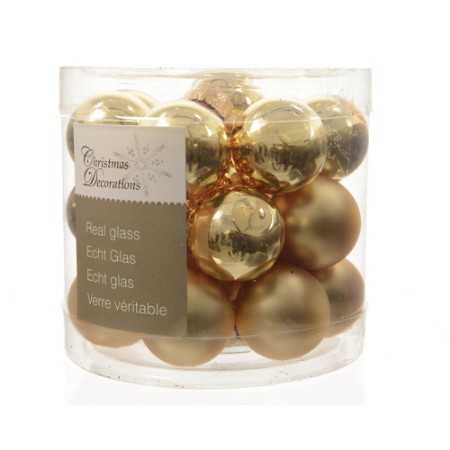 24 Palline Natalizie 25mm in Vetro Oro