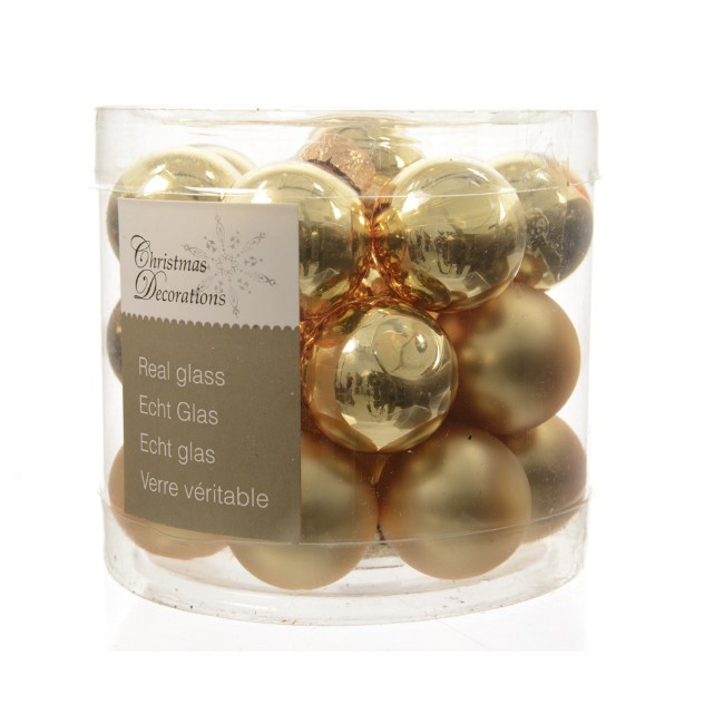 24 Palline Natalizie 25mm in Vetro Oro