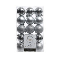 30 Palline Natalizie 60mm Infrangibili Argento