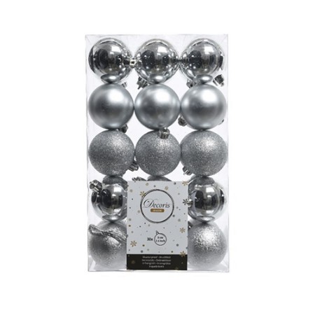 30 Palline Natalizie 60mm Infrangibili Argento