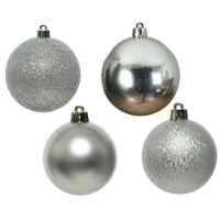 30 Palline Natalizie 60mm Infrangibili Argento