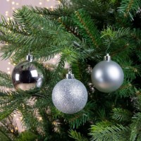 30 Palline Natalizie 60mm Infrangibili Argento