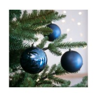 4 Palline Natalizie 100mm Infrangibili Blu Notte