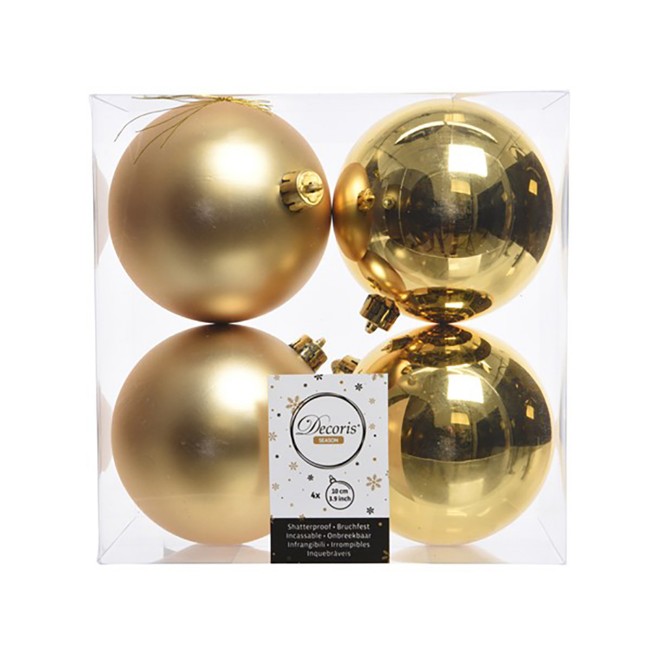4 Palline Natalizie 100mm Infrangibili Oro