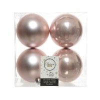 4 Palline Natalizie 100mm Infrangibili Rosa Cipria