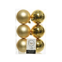 6 Palline Natalizie 80mm Infrangibili Oro