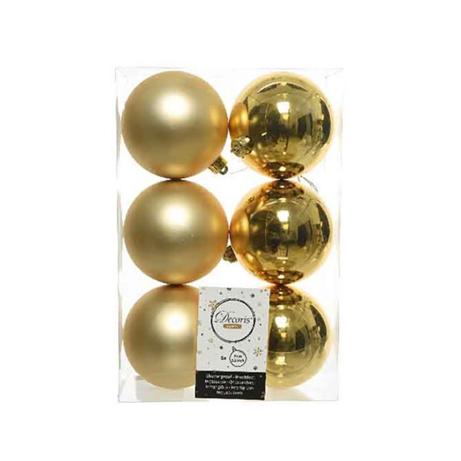 6 Palline Natalizie 80mm Infrangibili Oro