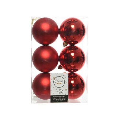 6 Palline Natalizie 80mm Infrangibili Rosse