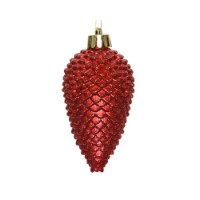 6 Addobbi Natalizi Pigne 80mm Infrangibili Rosse