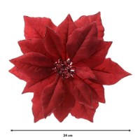 Addobbo Floreale Stella di Natale 24cm Rossa