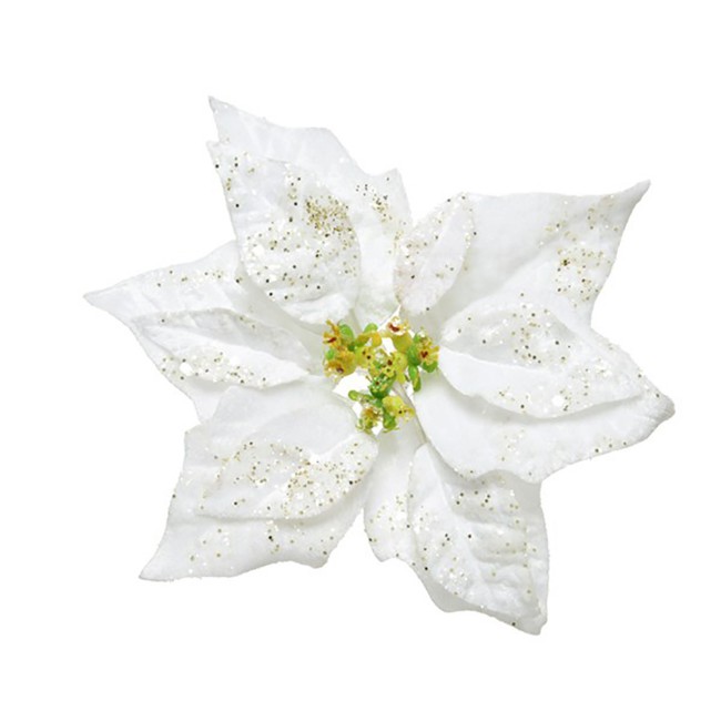 Addobbo Floreale Stella di Natale 20cm Bianca 