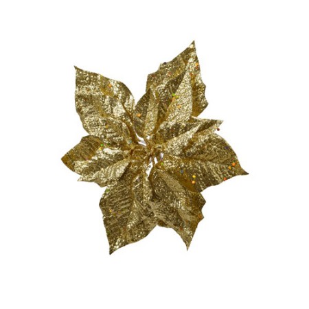 Addobbo Floreale Stella di Natale 23cm Oro