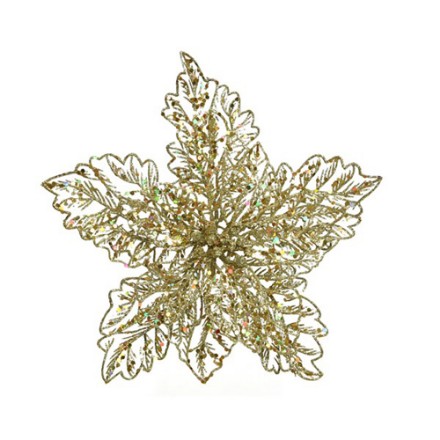 Addobbo Floreale Stella di Natale 23,5cm Oro