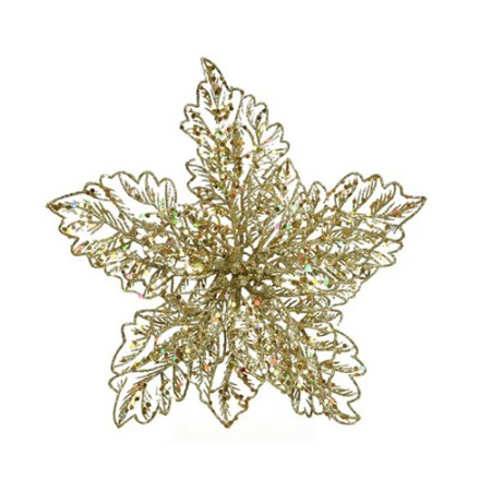 Addobbo Floreale Stella di Natale 23,5cm Oro