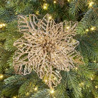 Addobbo Floreale Stella di Natale 23,5cm Oro