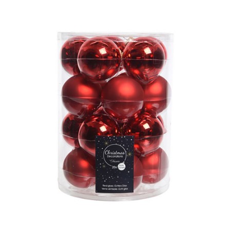 20 Palline Natalizie 60mm in Vetro Rosse