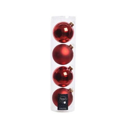 4 Palline Natalizie 100mm in Vetro Rosse