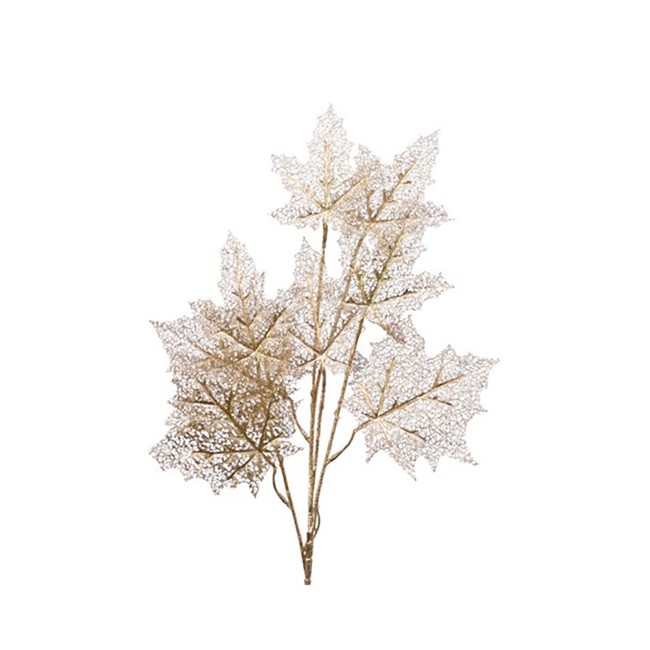 Addobbo Floreale Ramo Decorativo Foglie 85cm Oro