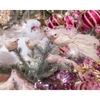 Addobbo Natalizio Uccellino Glitter Rosa