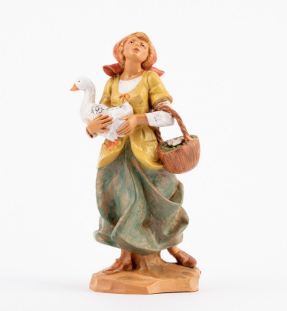 Pastorella con Oca per Presepe 19cm