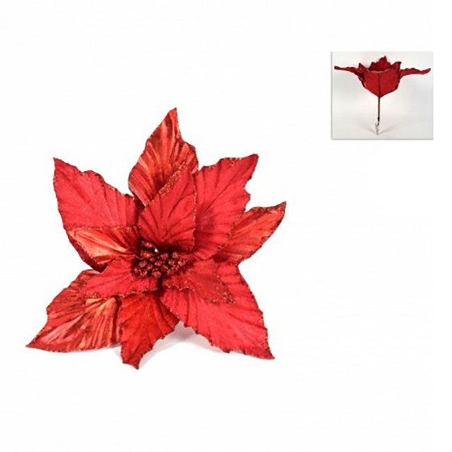 Addobbo Floreale Stella di Natale 32cm Rosso