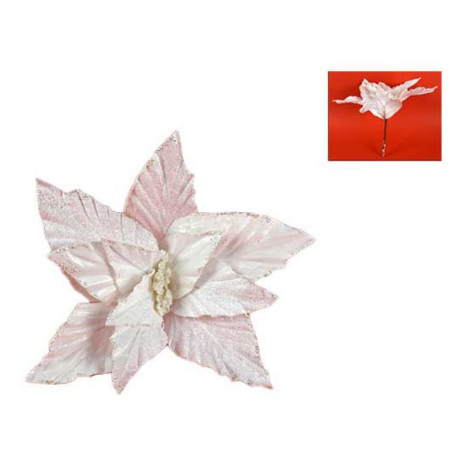 Addobbo Floreale Stella di Natale 32cm Bianco