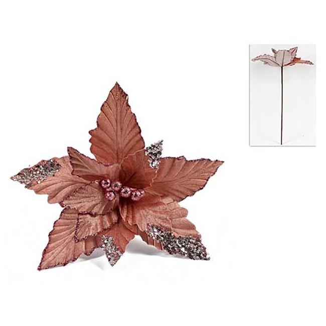 Addobbo Floreale Stella di Natale 28cm Rosa Antico