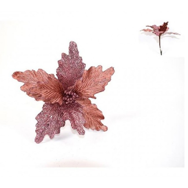Addobbo Floreale Stella di Natale 19cm Rosa
