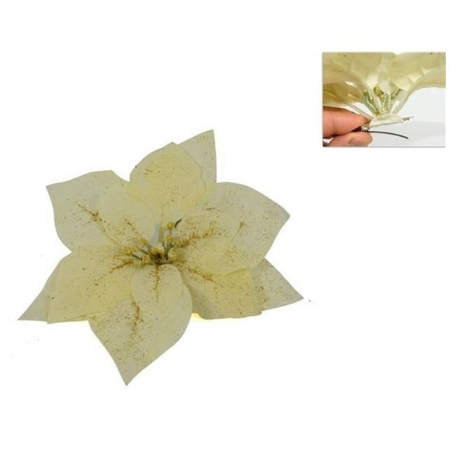 Addobbo Floreale Stella di Natale 20cm Oro