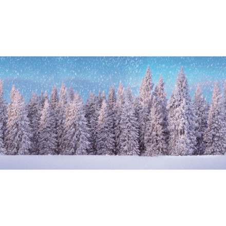 Poster Foresta Invernale per Villaggio Natalizio e Presepe 300x150cm