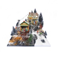 Base Mini Pista da Sci per Villaggio Natalizio e Presepe 39x38x14cm