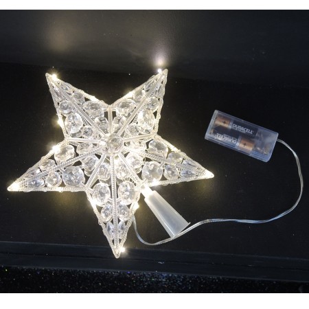 Puntale Luminoso con Gemme 20 Nano LED Luce Fissa a Batteria 22 cm Prequ