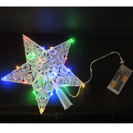 Puntale Luminoso con Gemme 20 Nano LED Luce Fissa Multicolor a Batteria 22 cm  Prequ
