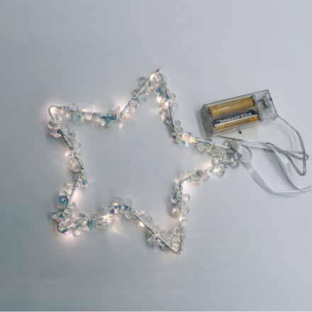 Stella con Diamanti e Paillettes Luminosa 15 Nano LED Luce Fredda a Batteria Prequ
