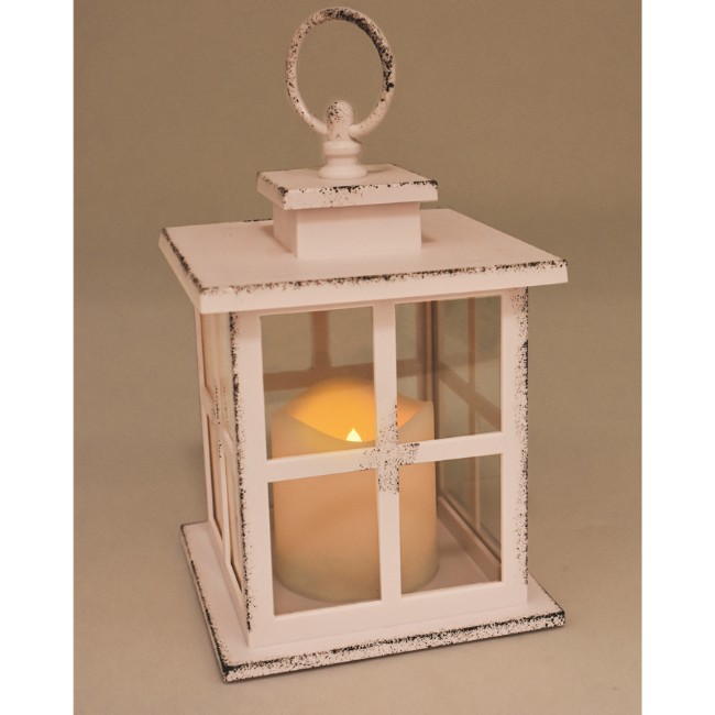 Lanterna Avorio con Candela LED a Batteria 18 cm Prequ